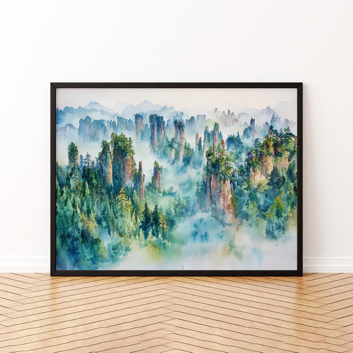 Zhangjiajie National Forest China Watercolor Travel Poster