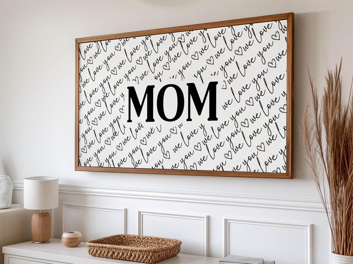 Mom We Love You Script Pattern Mother Day Black White Poster - Image 3