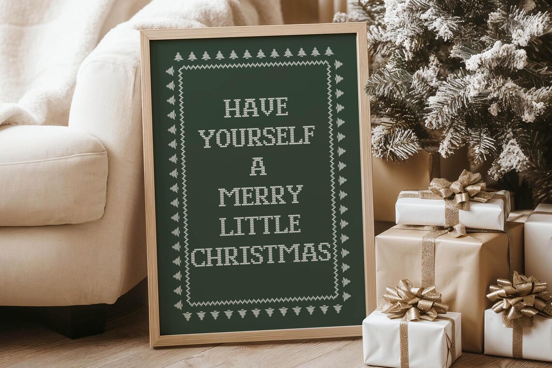 Have Yourself A Merry Little Christmas Knit Look Green Poster - Image 5