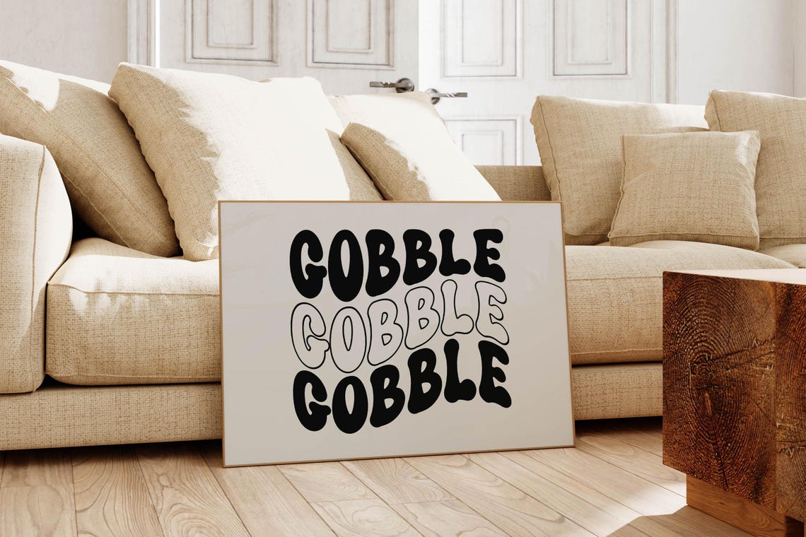 Gobble Gobble Fun Retro Wavy Typography Thanksgiving Day Poster - Image 5