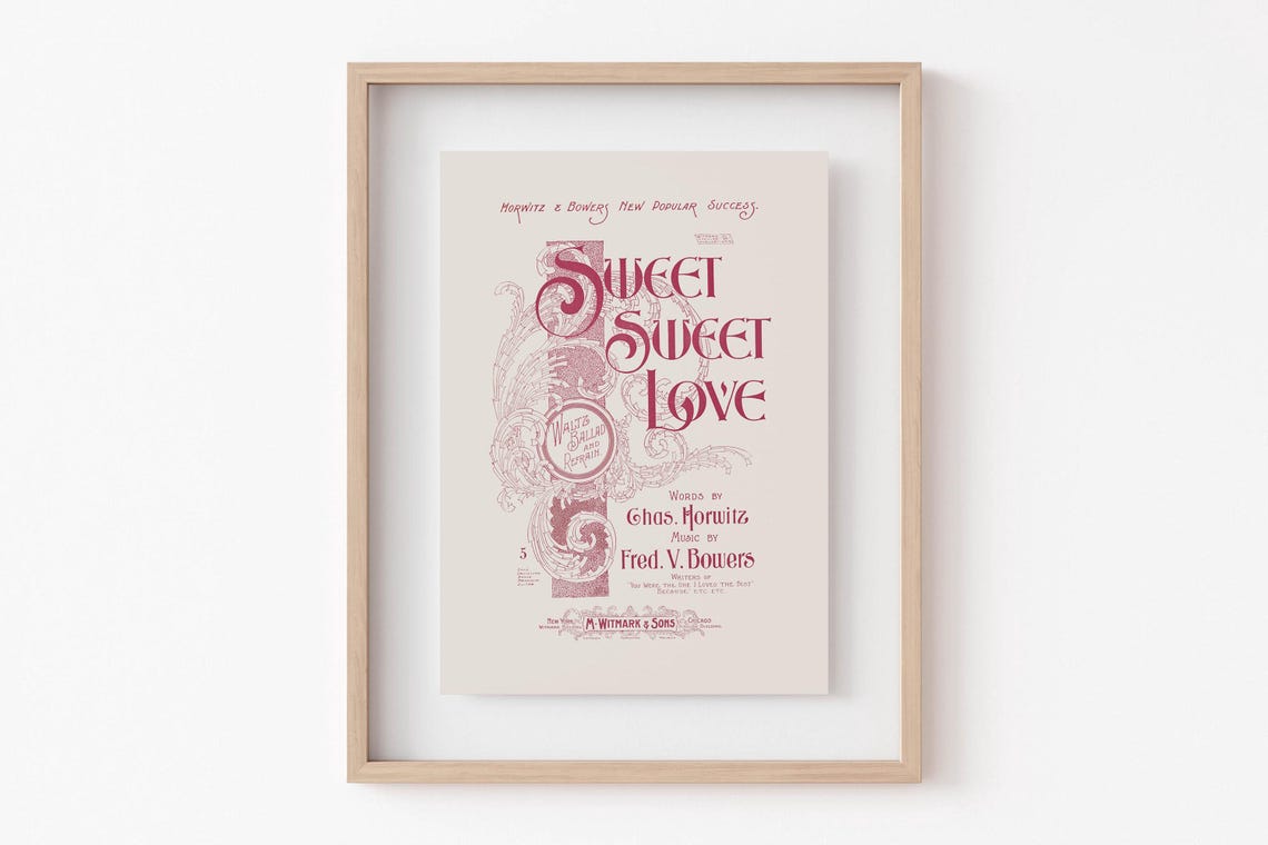 Sweet Sweet Love Antique Waltz Ballad Sheet Music Cover Art Poster - Image 2