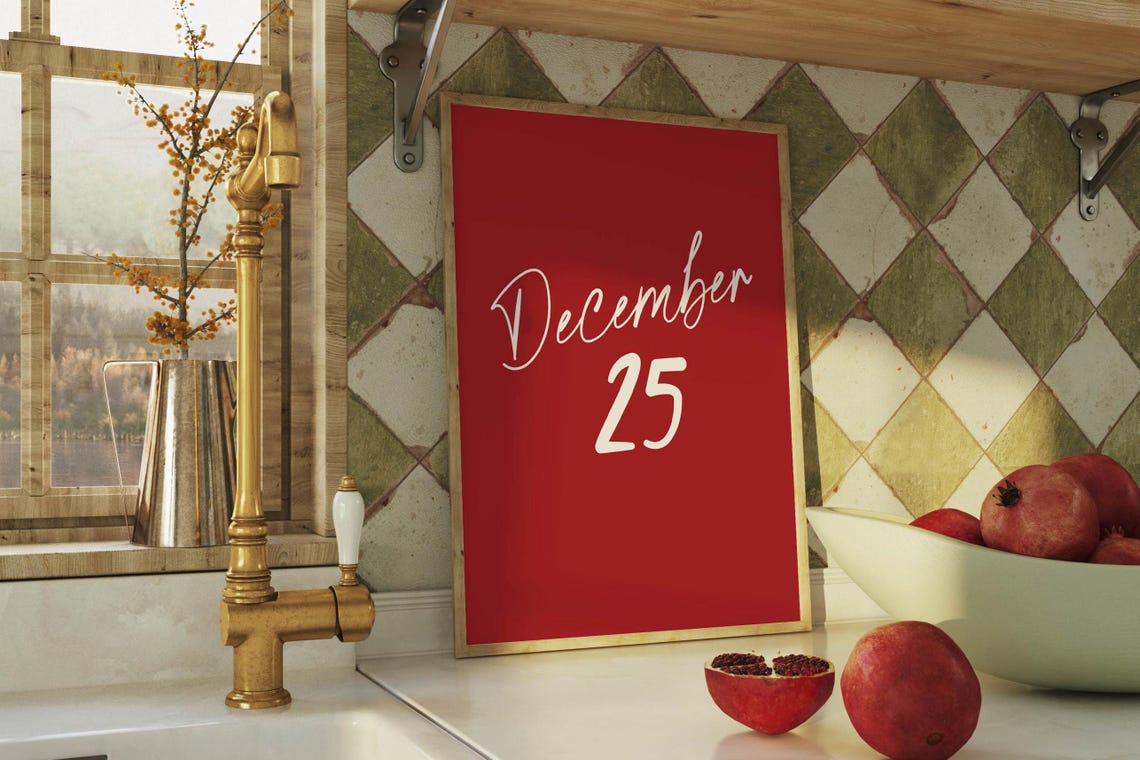 Festive December 25 Red Script Christmas Holiday Quote Poster - Image 3