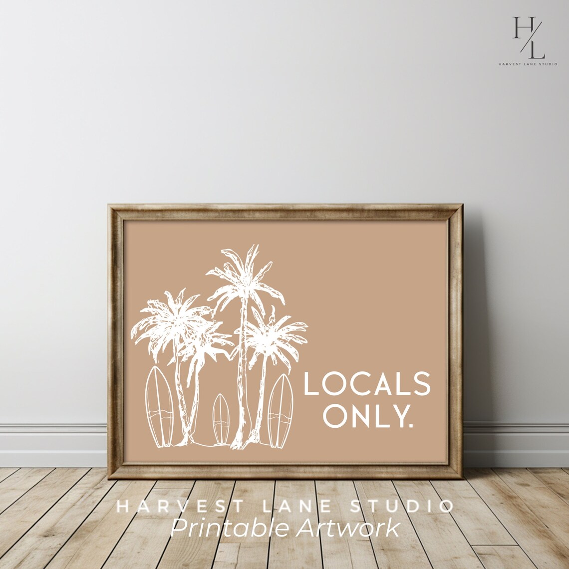 Locals Only Surf Palms Coastal Beach Surfboard Decor Wall Poster - Image 6