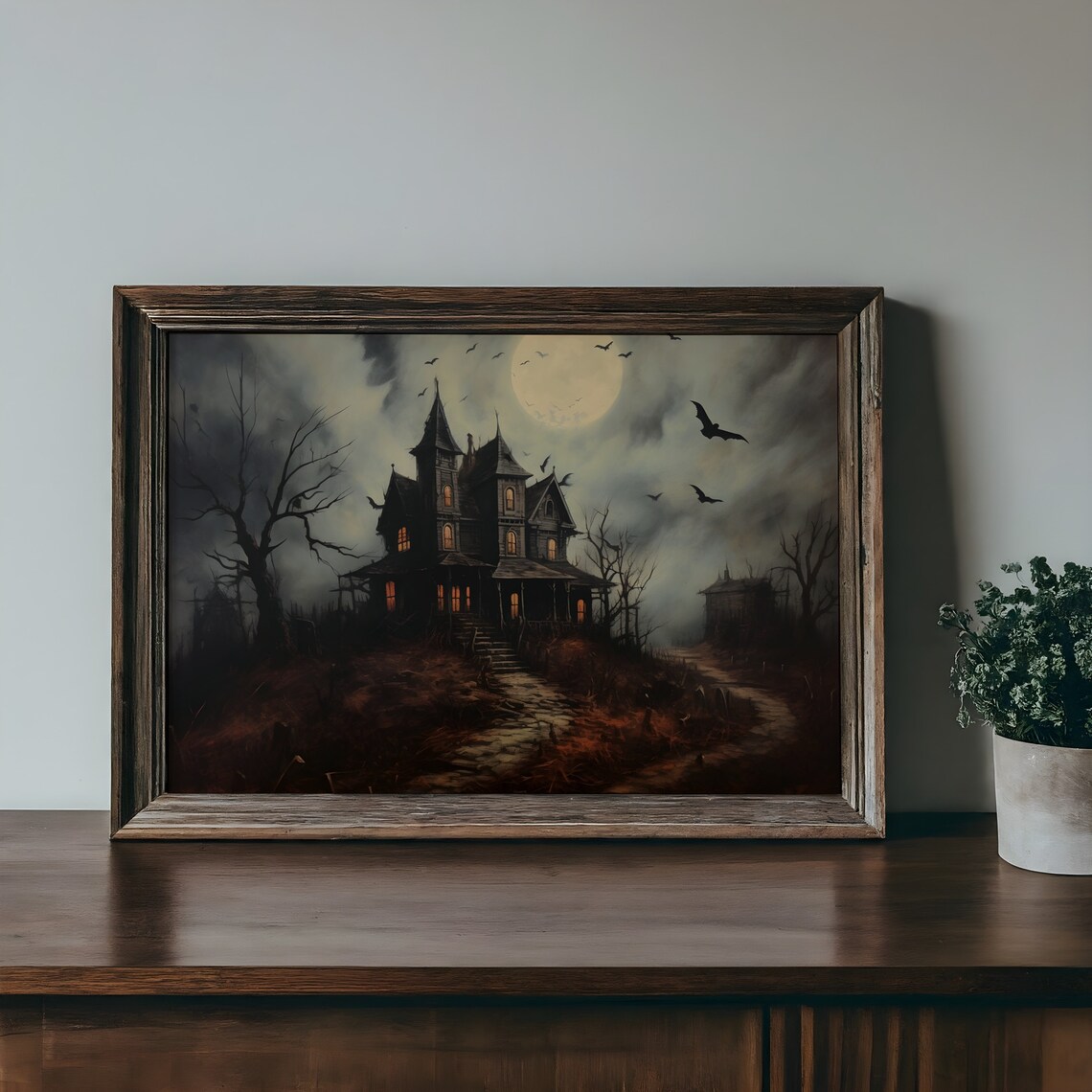 Haunted House Landscape, Vintage Macabre Art Print - Image 3