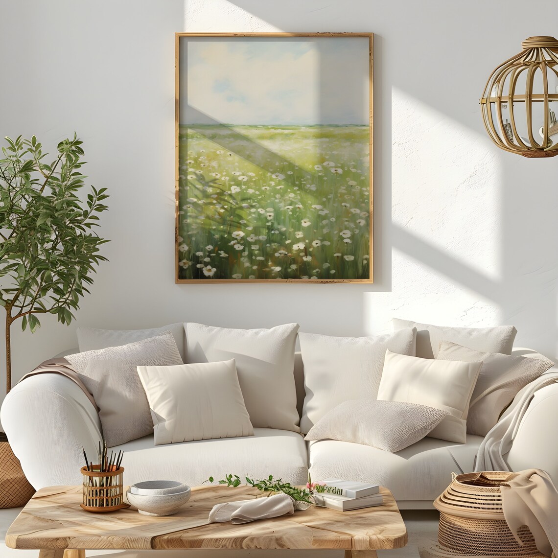 Wildflower Field Oil Painting Antique Spring Meadow Print Country Field Wall Art Vintage Poster Farmhouse Decor - Image 2