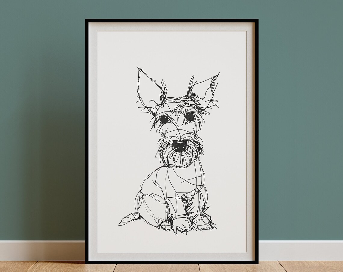 Scottish Terrier Sitting Scribbly Sketch Portrait Funny Scottie Poster - Image 3