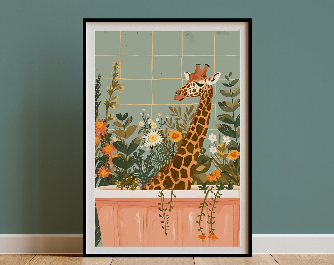 Giraffe Wall Art, Boho Jungle Kids Room Art Print - Image 3