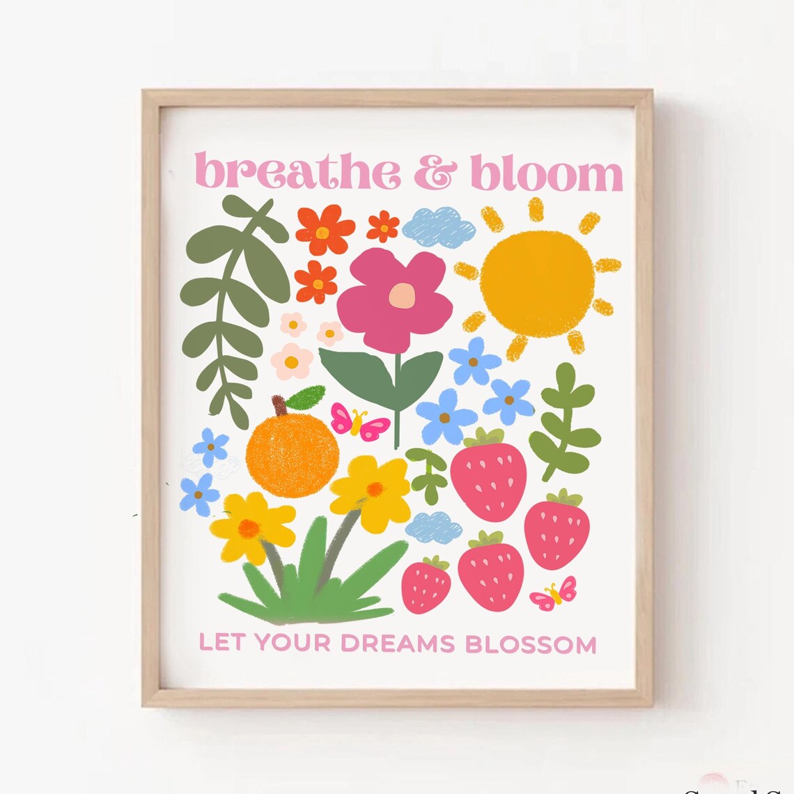 Breathe Bloom Flower Market Yoga Decor Art Print