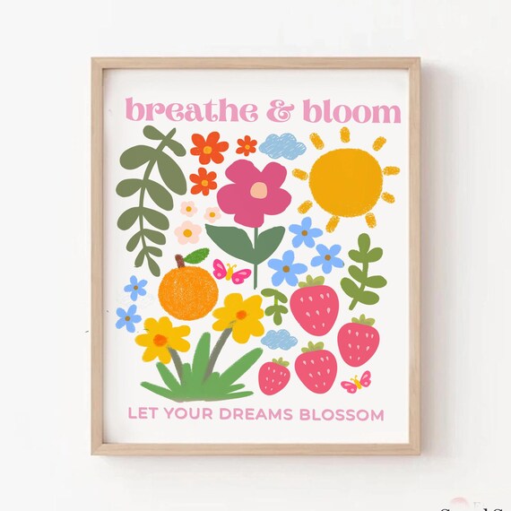 Breathe Bloom Flower Market Yoga Decor Art Print