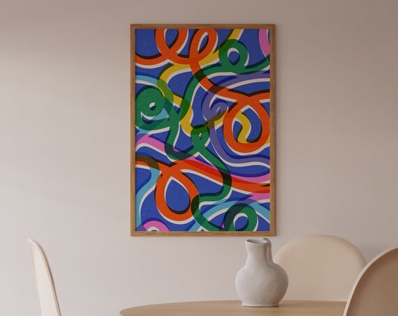 Colorful Abstract Swirl Art Print Geometric Home Decor
