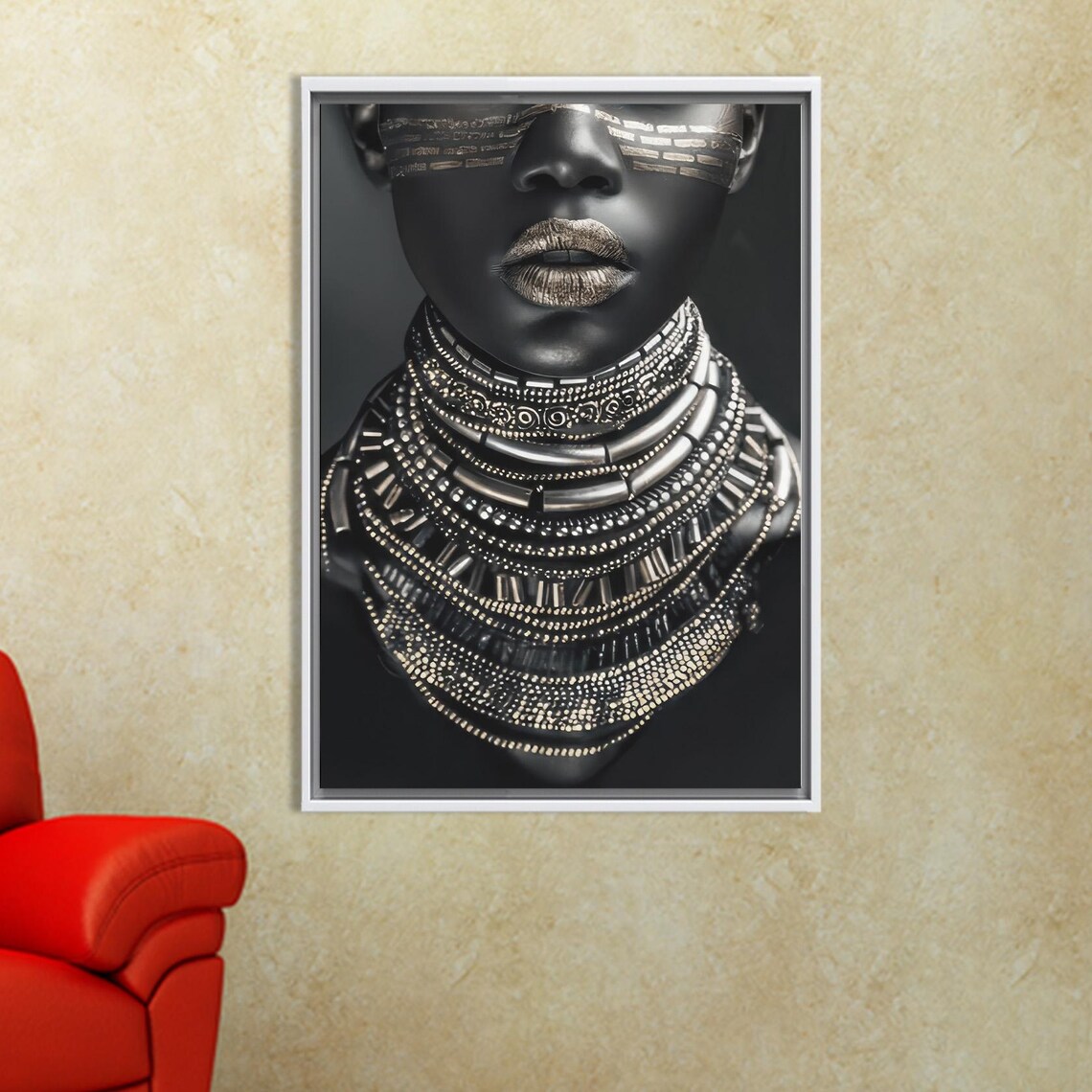 Afro Woman Portrait, African Tribal Art Print