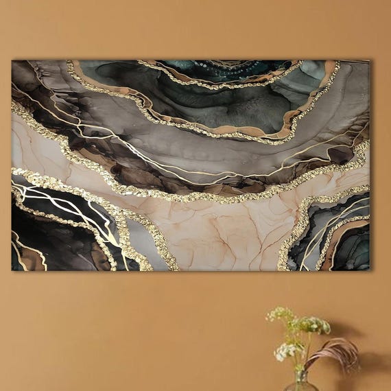 Gold Marble Abstract Canvas Art Luxury Geode Texture Print