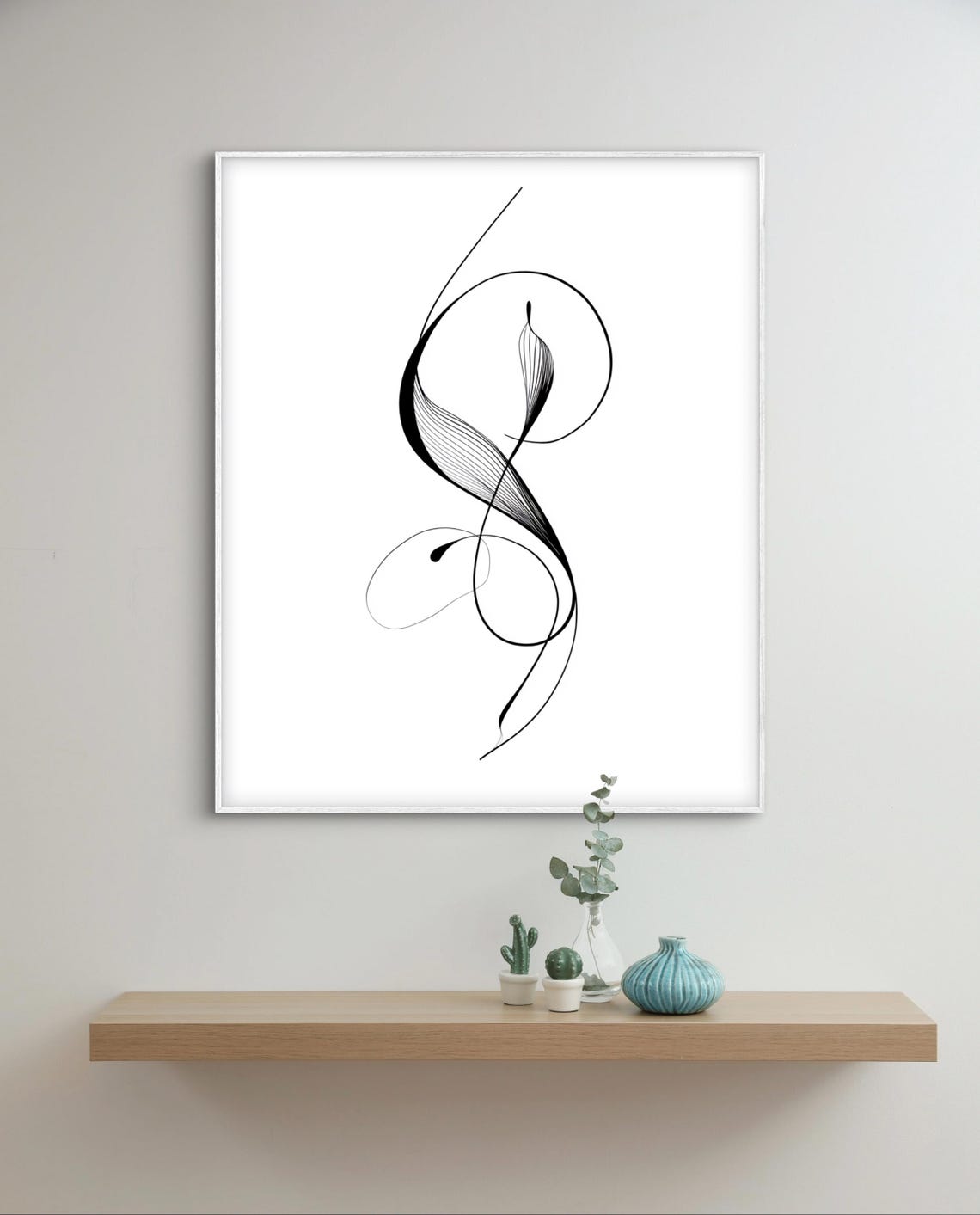 Abstract Minimalist Line Art Modern Black And White Wall Print