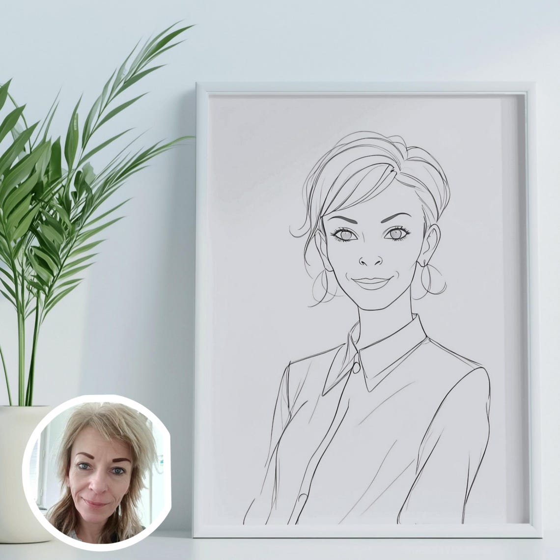 Minimalist Black Line Drawing Portrait Of Man From Photo Poster - Image 6