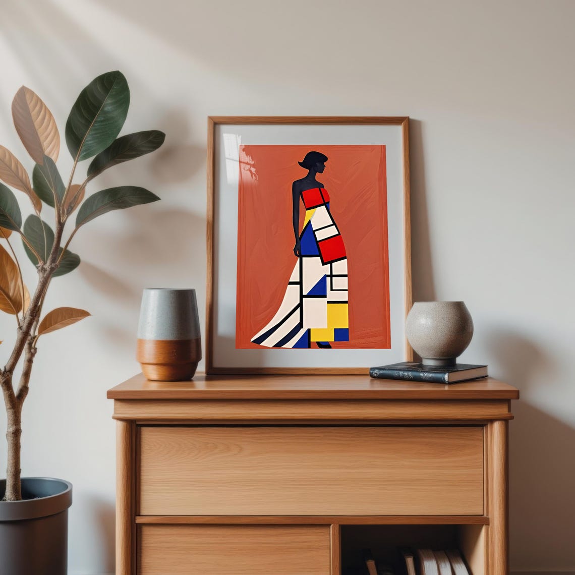 Color Block Dress Silhouette, Modern Geometric Art Print - Image 4