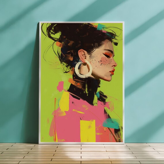 Bold Fashion Expressive Woman Portrait Art Colorful Painterly Illustration Vibrant Figure Artistic