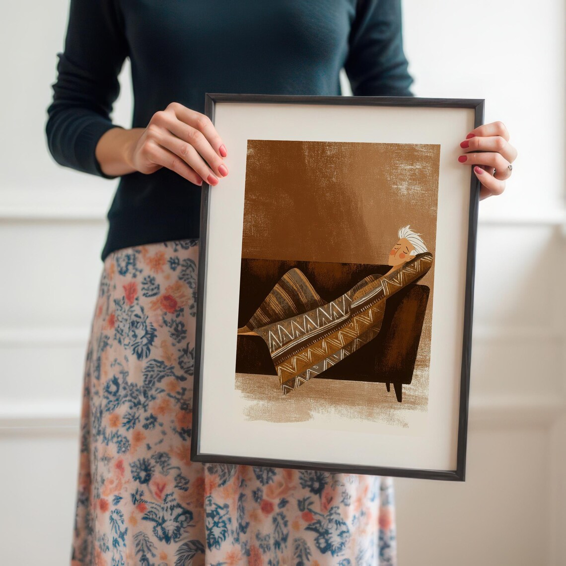 Peaceful Napping Figure, Modern Textured Wall Art - Image 6