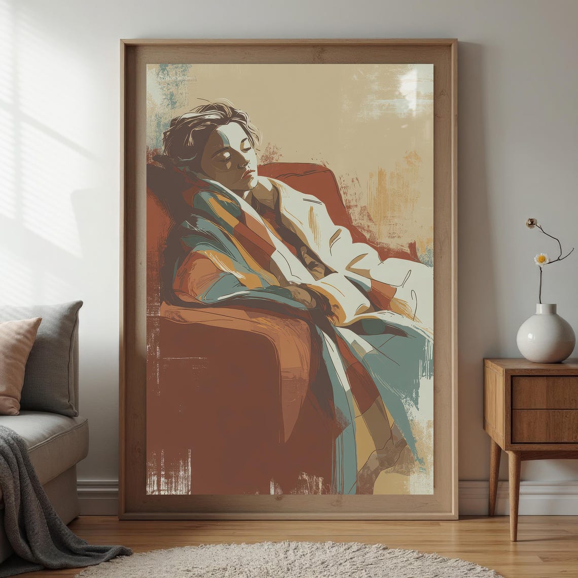 Cozy Resting Figure Art Print, Modern Illustration - Image 4