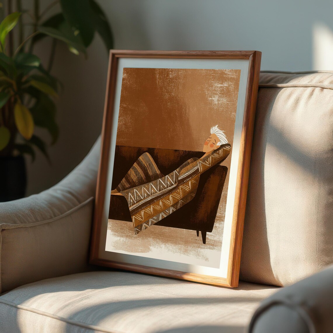 Peaceful Napping Figure, Modern Textured Wall Art - Image 5