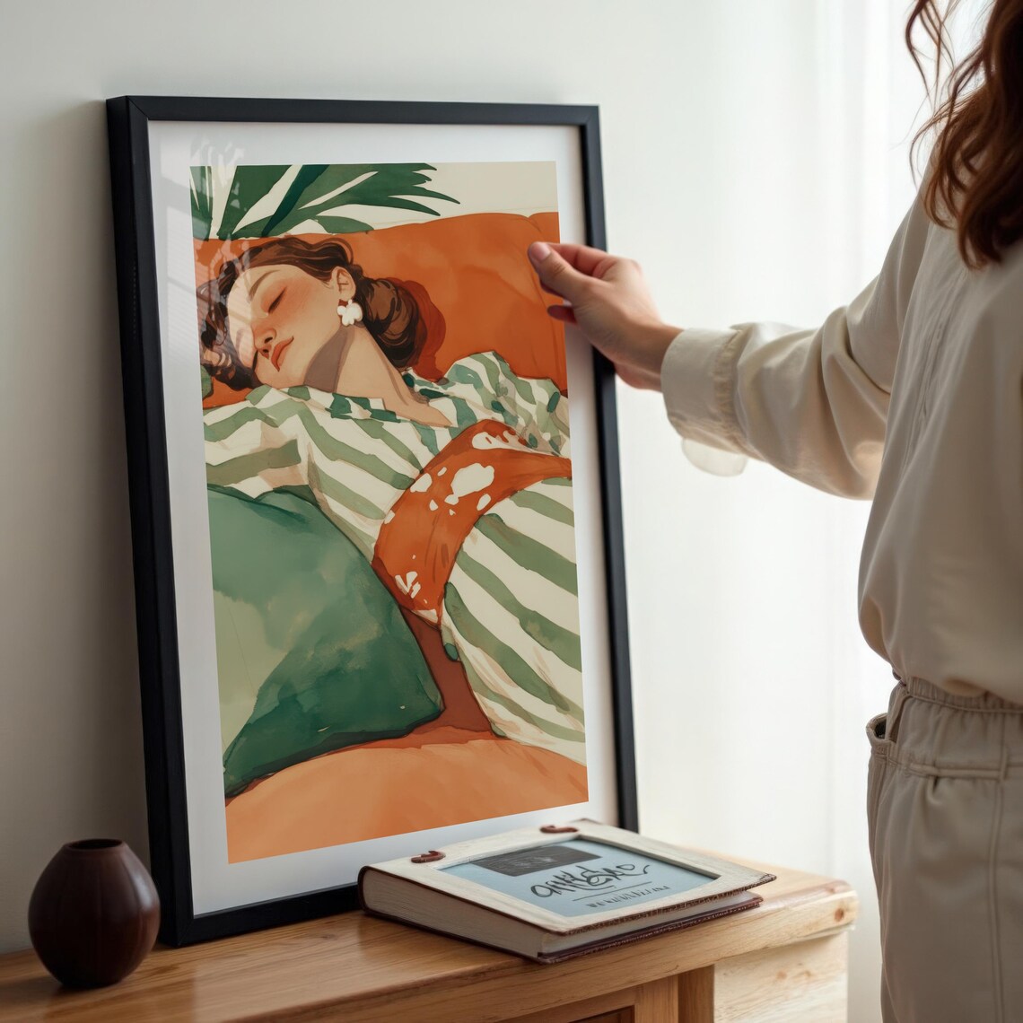 Serene Sleeping Woman Illustration, Modern Minimalist - Image 5