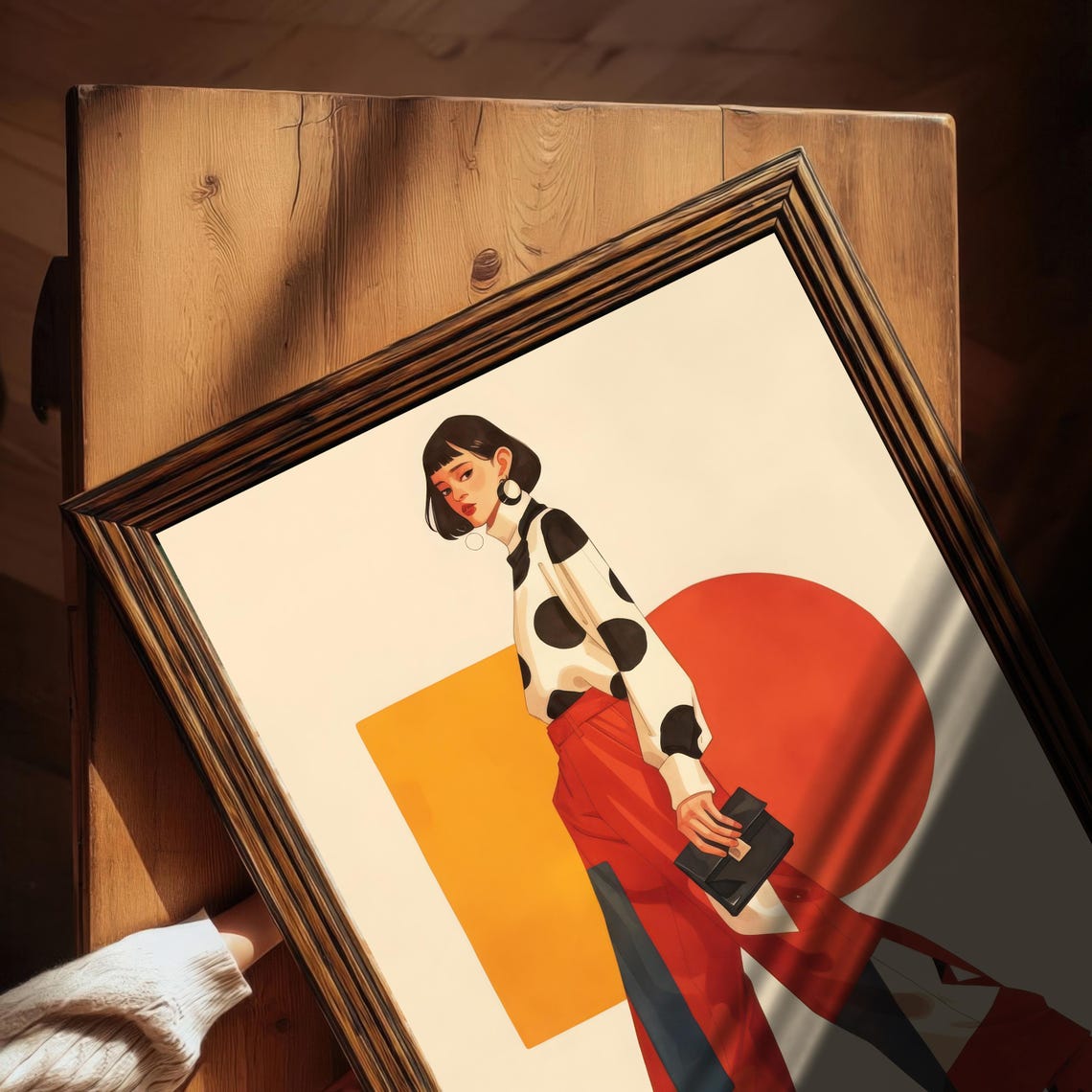 Polka Dot Patchwork Fashion Illustration, Stylish Woman - Image 6