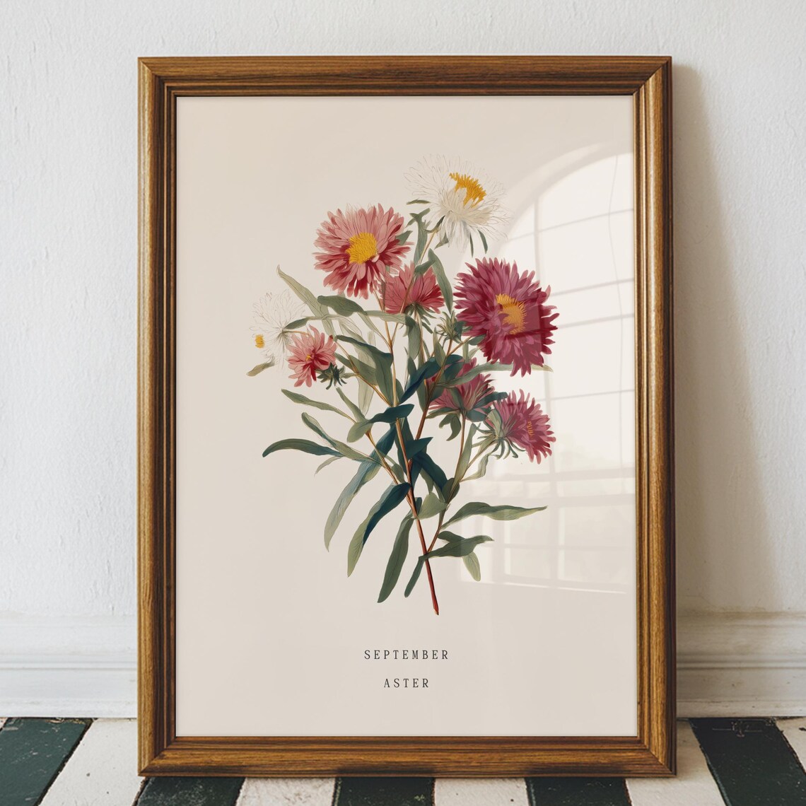 September Aster Vintage Botanical Art Print