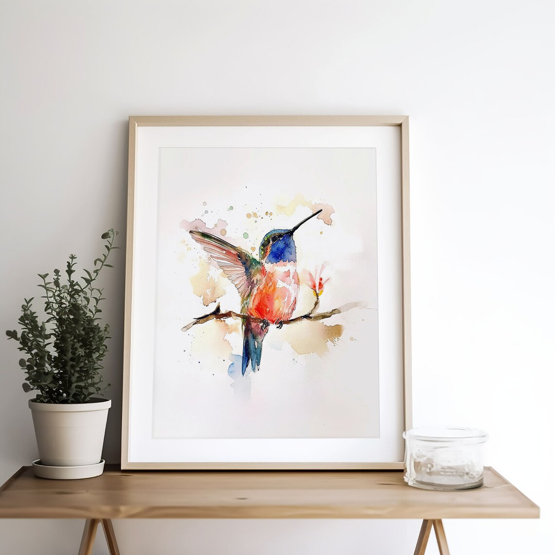 Hummingbird Watercolor Art Print, Spring Nature Decor - Image 3