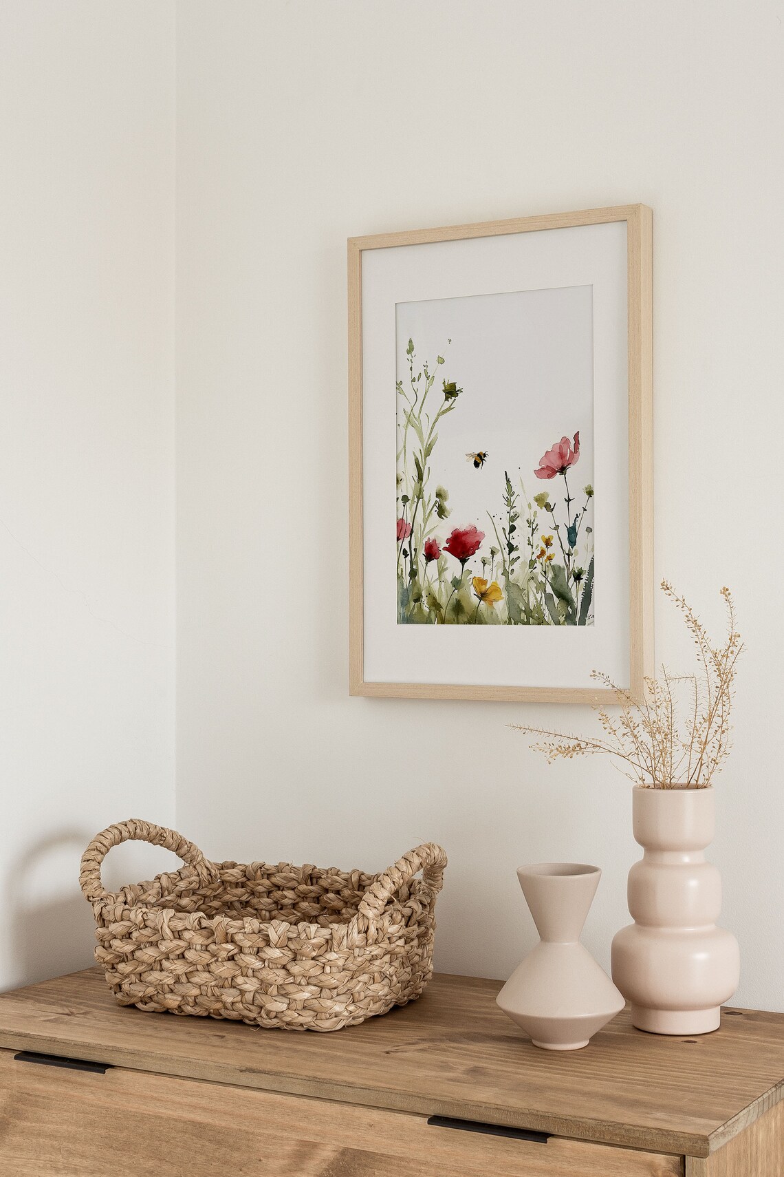 Meadow Bee Watercolor Art Print, Abstract Landscape - Image 4