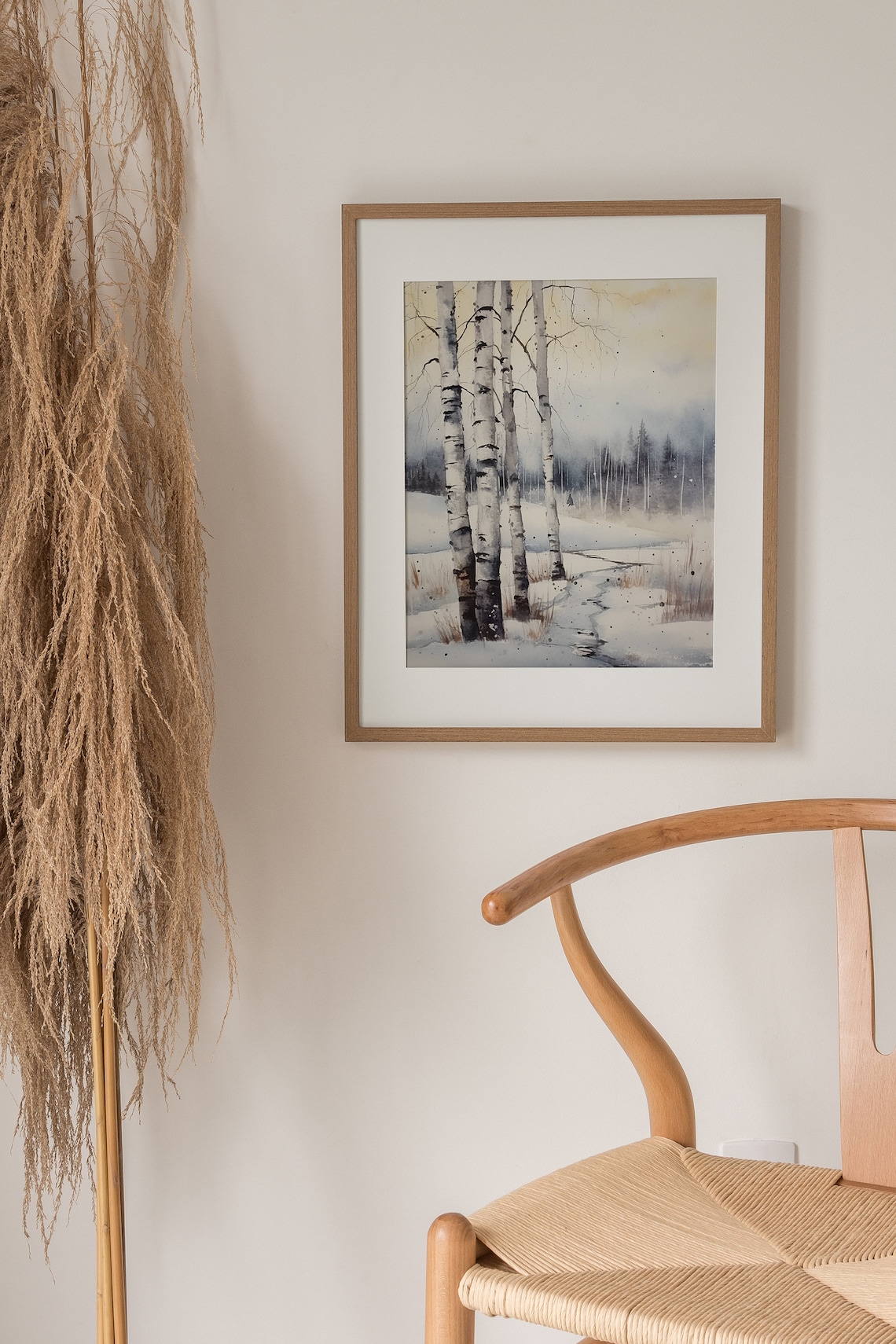 Birch Watercolor Winter Landscape, Colorado Trees Art Print - Image 2
