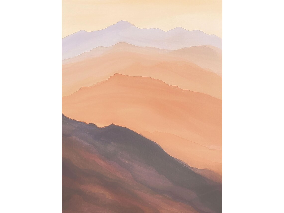 Smoky Mountains Sunrise Watercolor Art Print