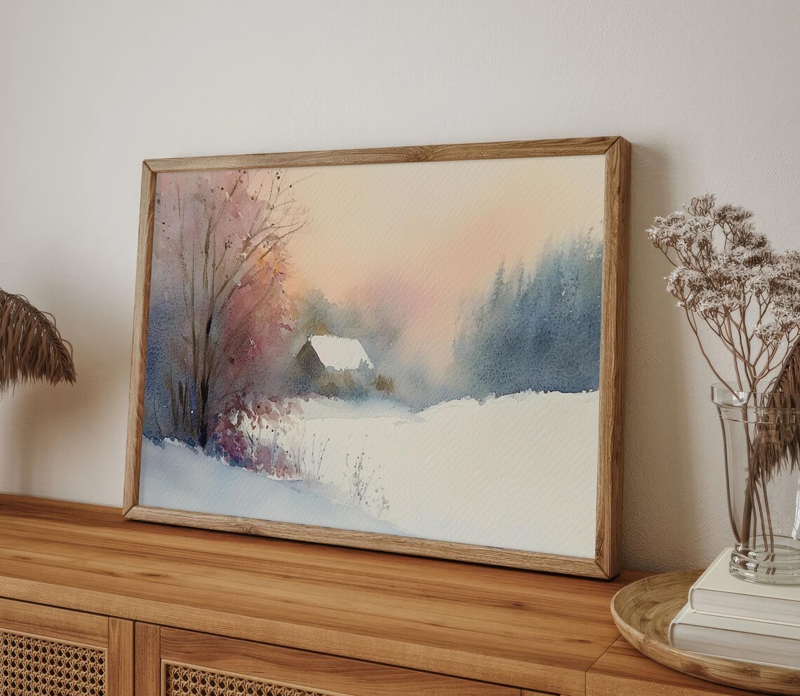 Ouray Colorado Winter Scene Watercolor Art Print - Image 4