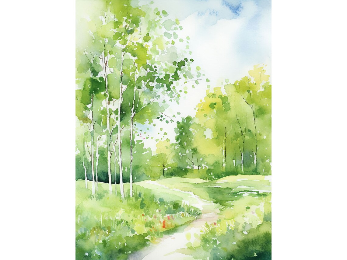 Birch Forest Watercolor Northwoods Art Print