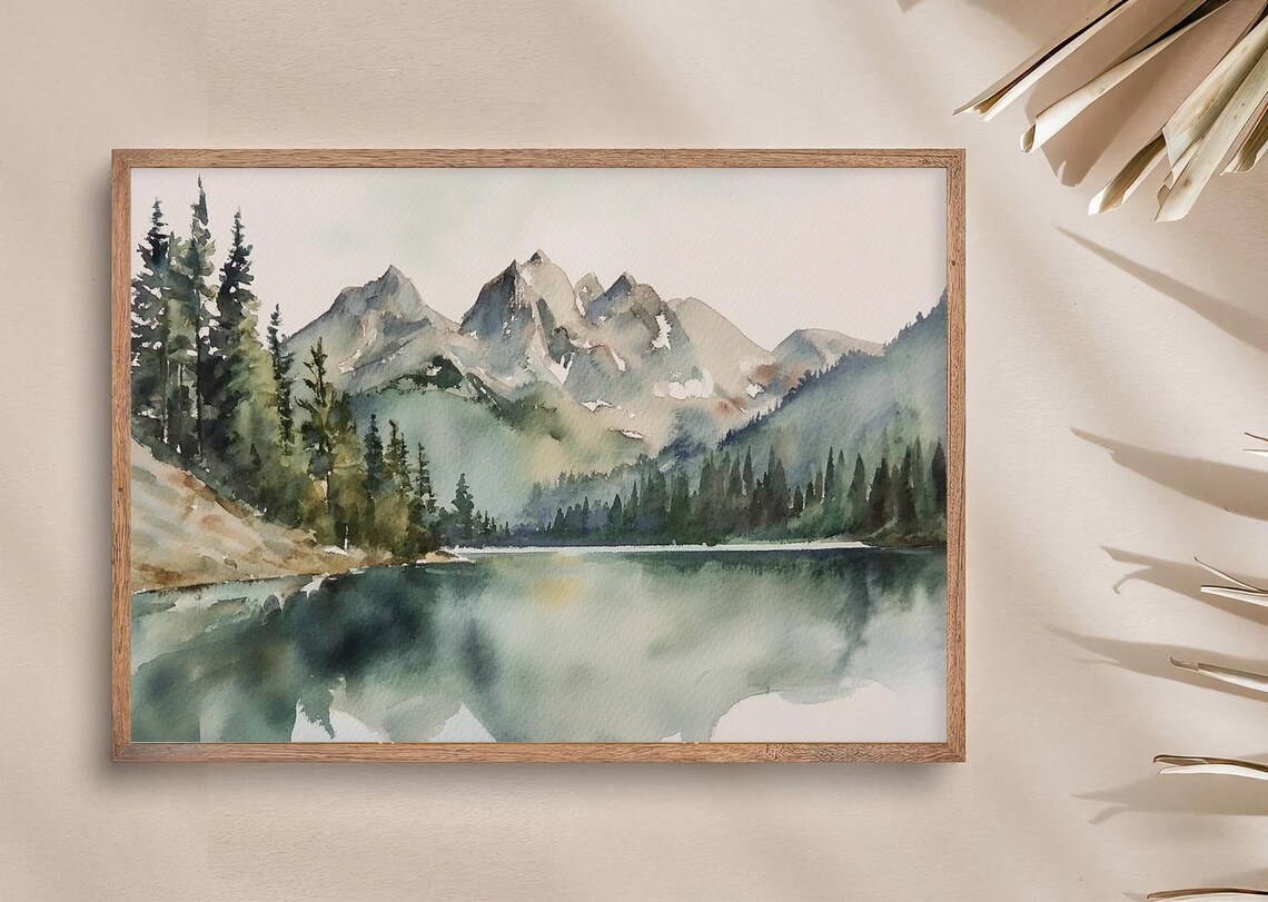Alice Lake Sawtooth Range Watercolor Art Print - Image 4