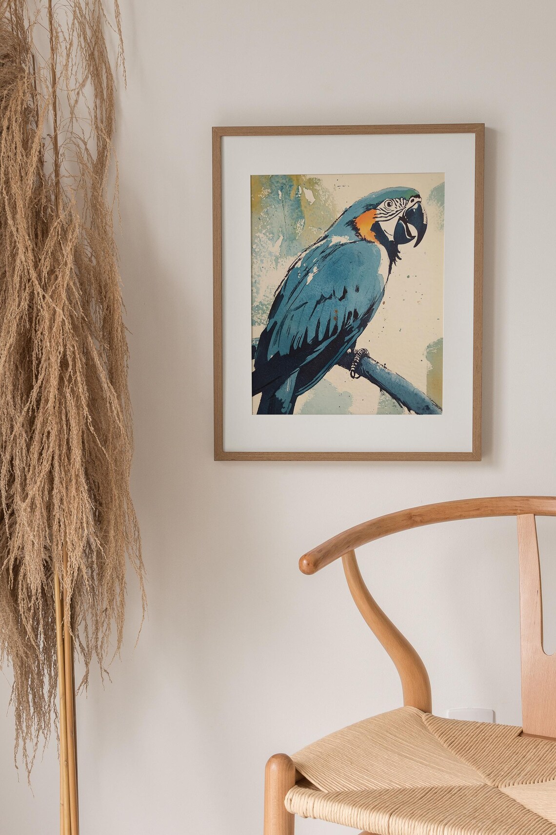 Parrot Painting Bird On Branch Watercolor Art Print - Image 3