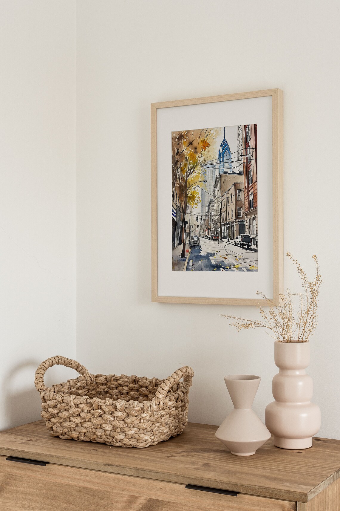 Philadelphia Locust Street Watercolor Art Print, Cityscape - Image 4