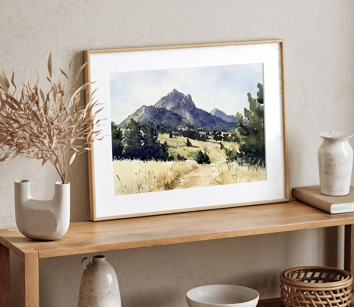 Flatirons Vista Trailhead Watercolor Art Print - Image 2