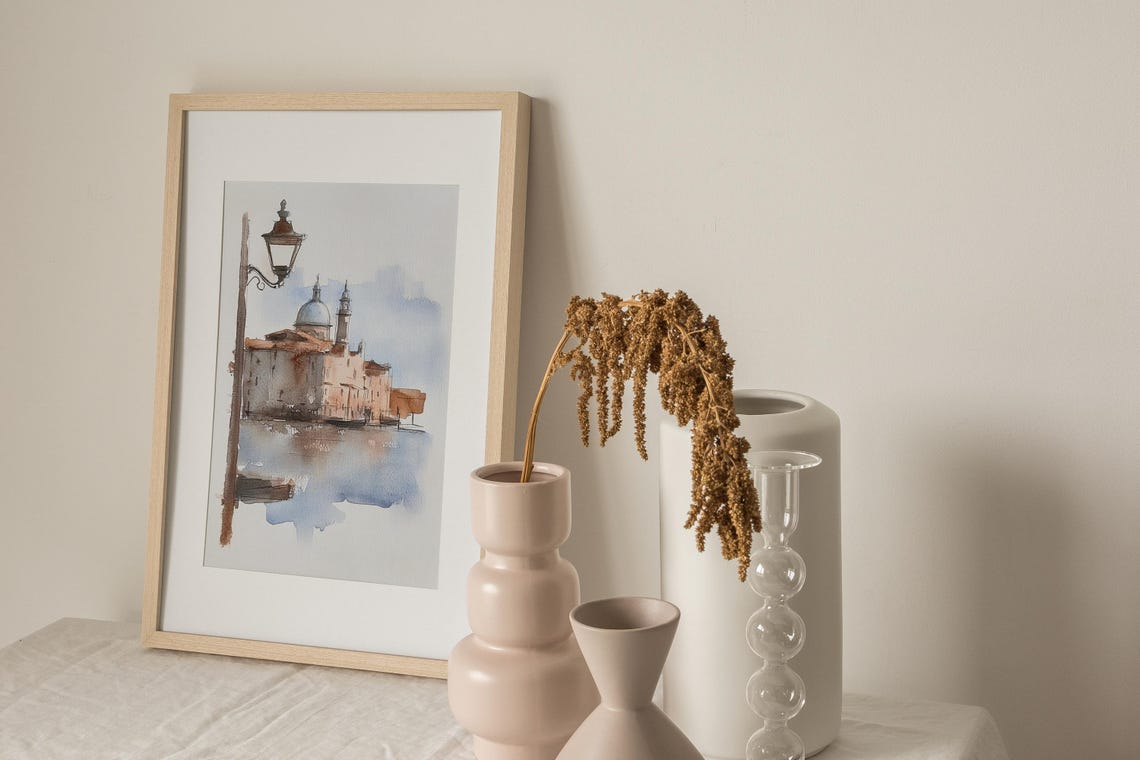 Venice Painting Grand Canal Watercolor Art Print Italian Cityscape Wall Art Travel Poster Bedroom Wall Art - Image 3