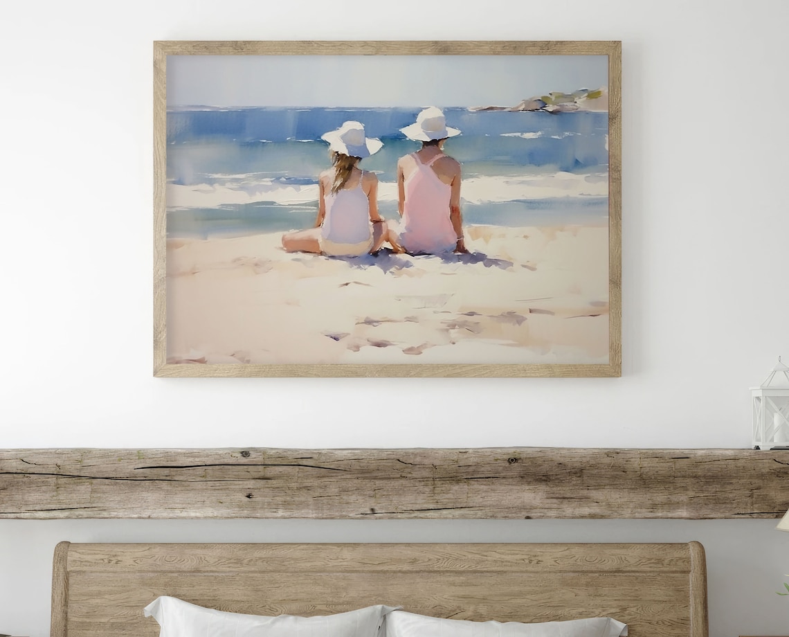 Two Sisters Painting Naples Beach Coastal Watercolor Print - Image 4