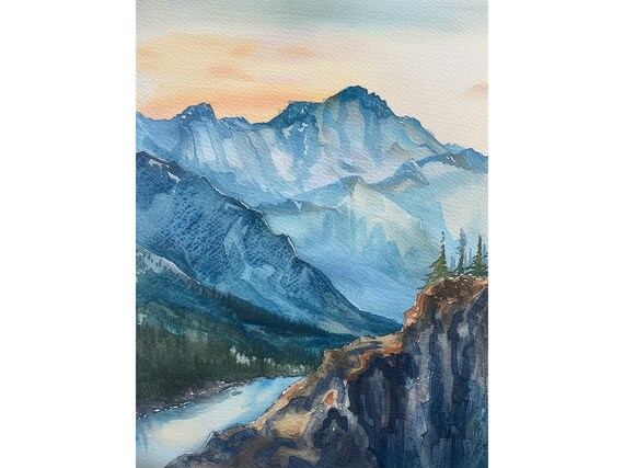 Sawtooth Wilderness Painting Idaho Watercolor Print Mountain Valley Wall Art Landscape Art Print Sawtooth Range Art