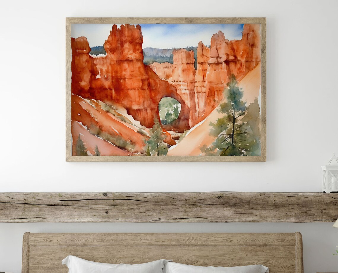Bryce Canyon Watercolor Art Print, Utah Landscape - Image 2