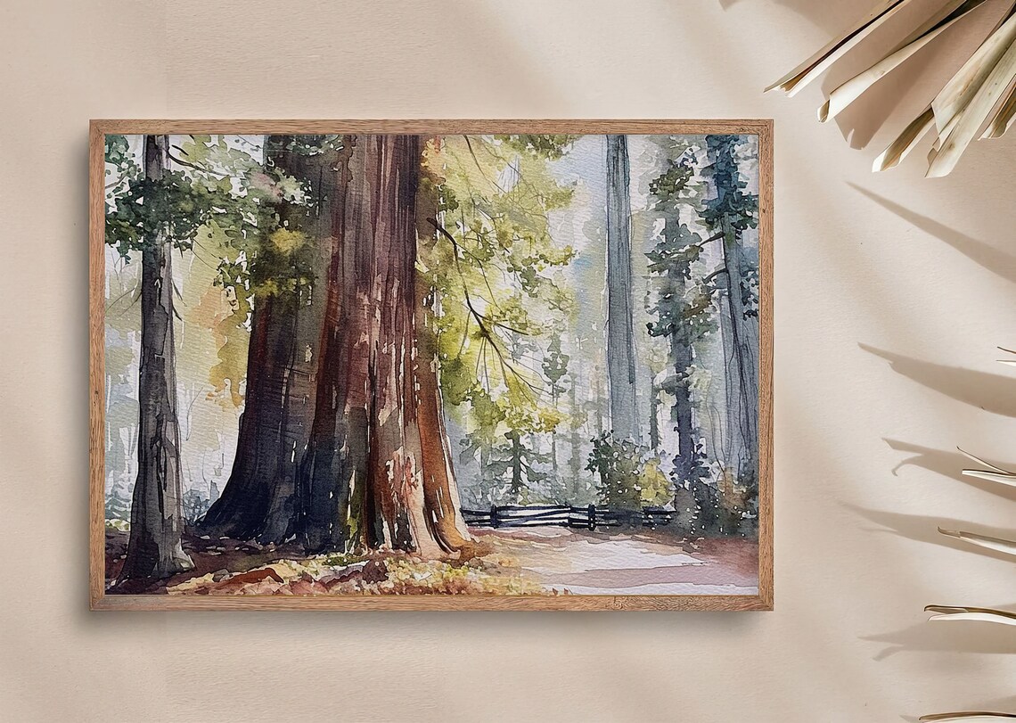 Redwood National Park Watercolor Art Print - Image 3