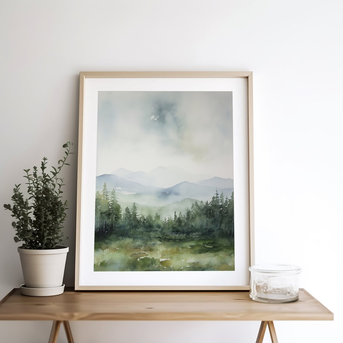 Adirondack Mountains Watercolor Art Print, Forest Landscape - Image 5