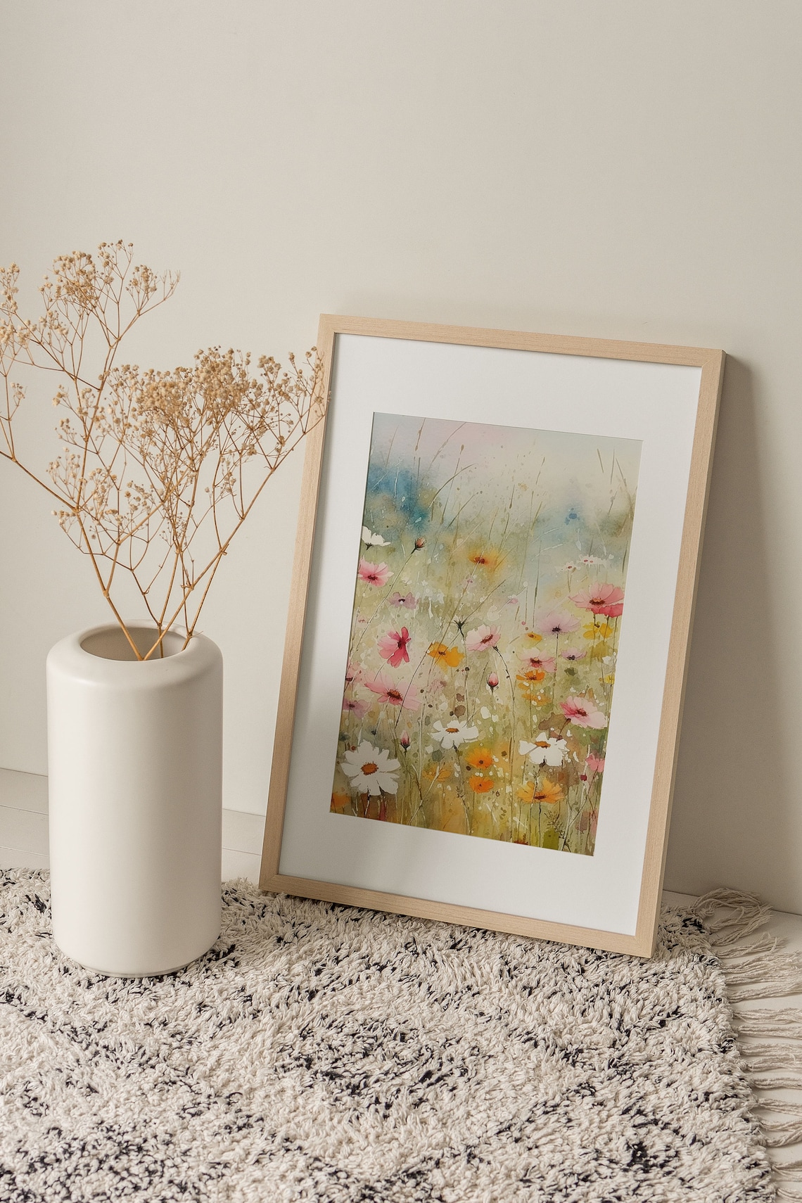 Wildflowers Meadow Watercolor Art Print, Rustic Floral Decor - Image 4