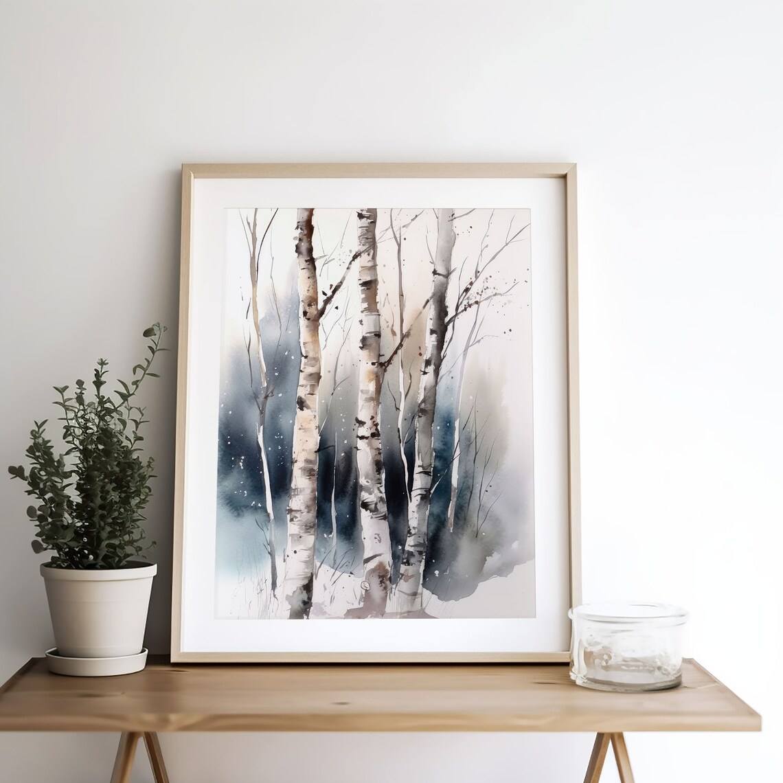 Snowy Birch Tree Watercolor Art Print, Aspen Forest - Image 5