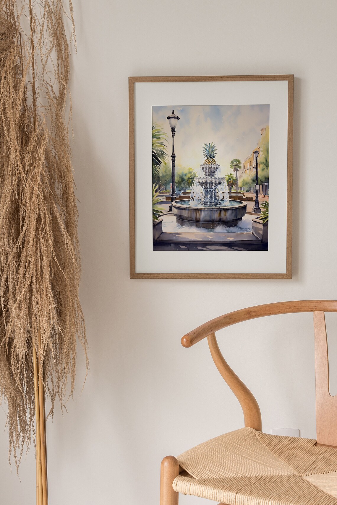 Pineapple Fountain Charleston Watercolor Travel Poster - Image 2