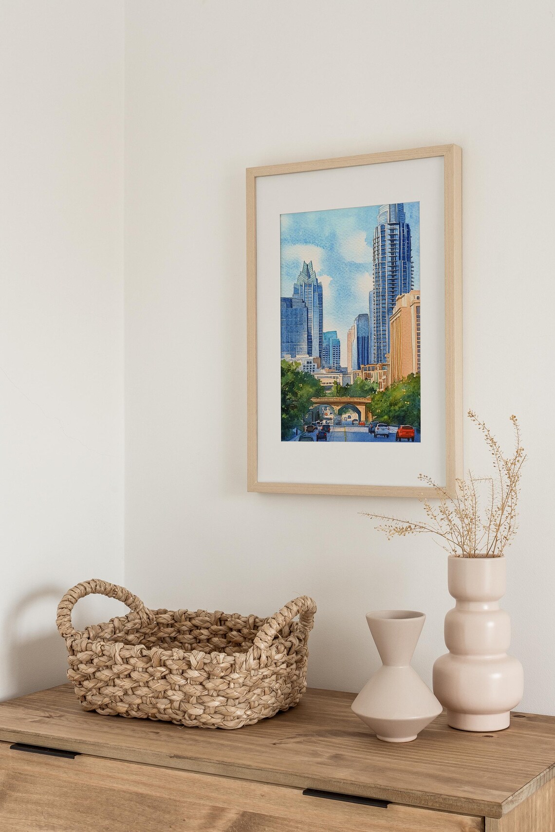 Austin Texas Downtown Skyline Watercolor Cityscape Travel Poster - Image 2