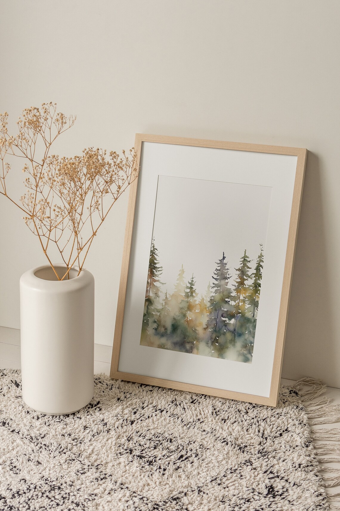 Pine Tree Art Print, Evergreen Forest Watercolor - Image 2
