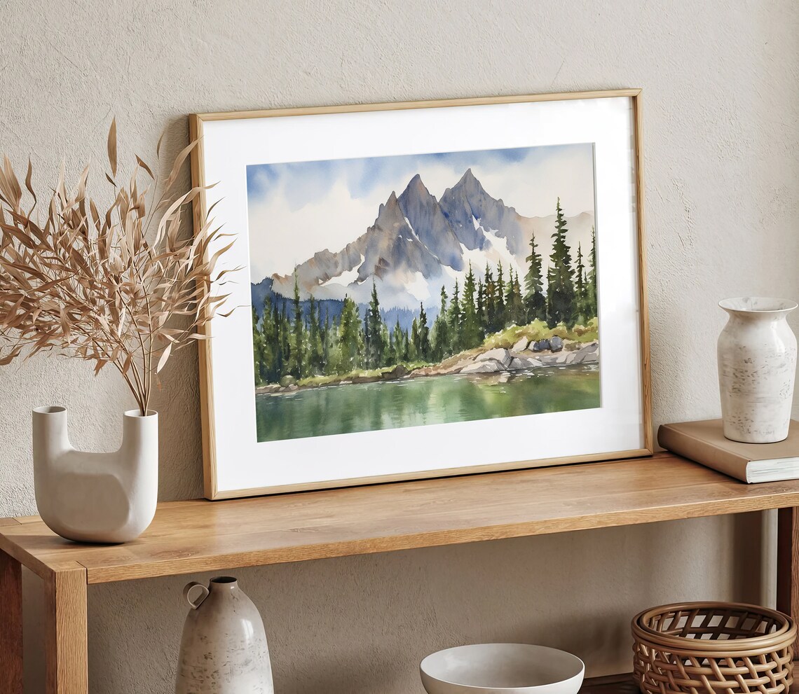 Sawtooth Range Watercolor Art Print, Idaho Landscape - Image 2