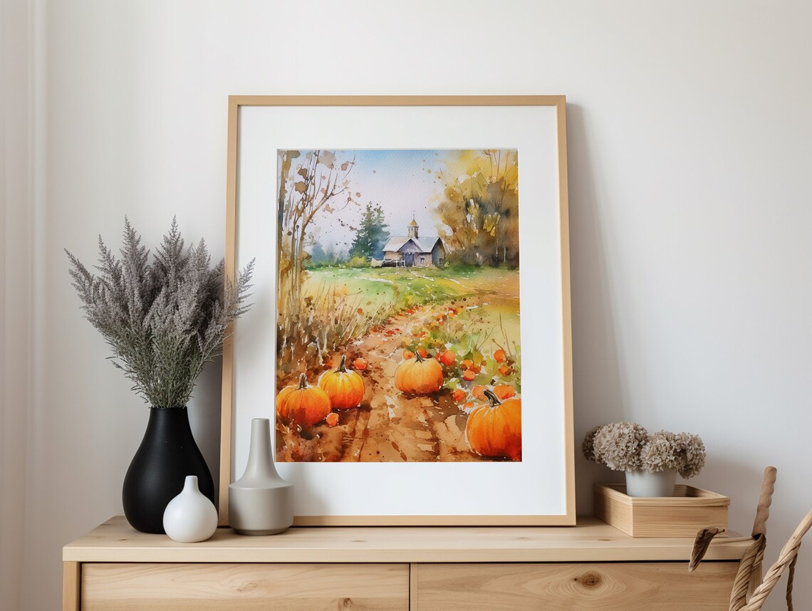 Farmhouse Watercolor Autumn Garden Art Print - Image 3