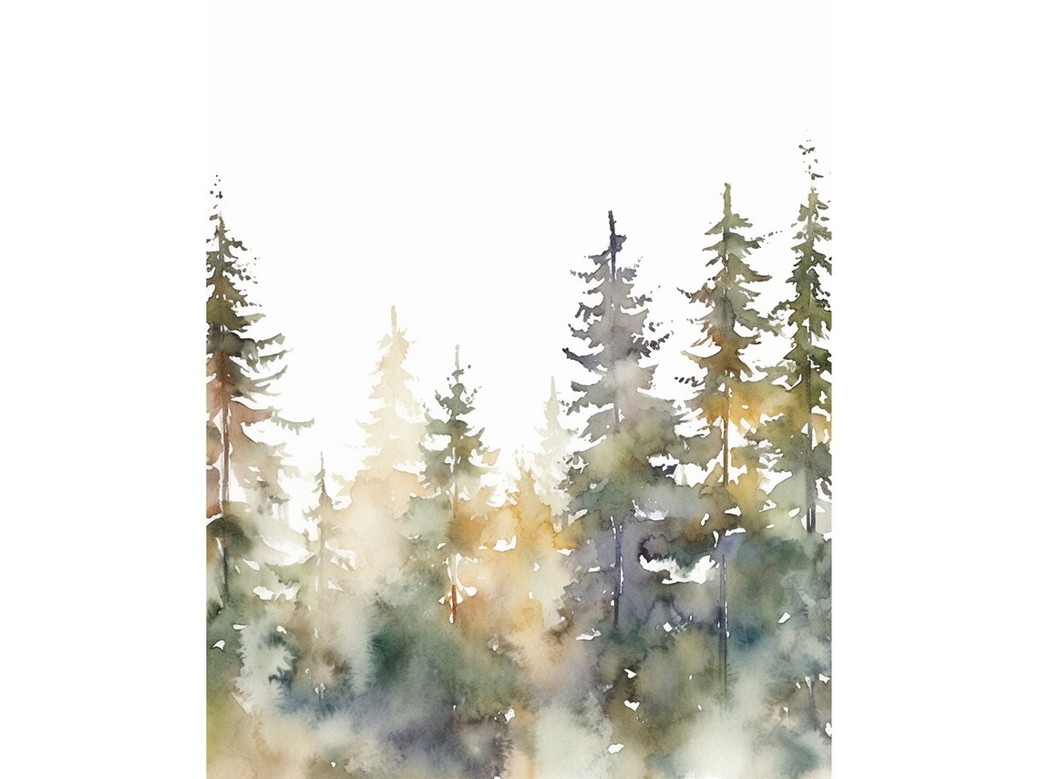 Pine Tree Art Print, Evergreen Forest Watercolor